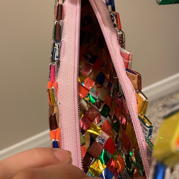Candy Wrapper Clutch Handmade with zipper closure- big enough for an iPhone - Picture 5 of 11